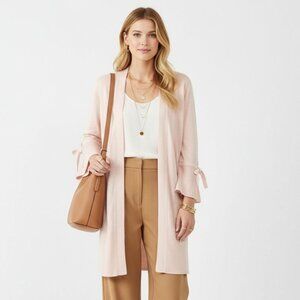 Ann Taylor Pink Woven Knit Long Sleeve Duster sweater M